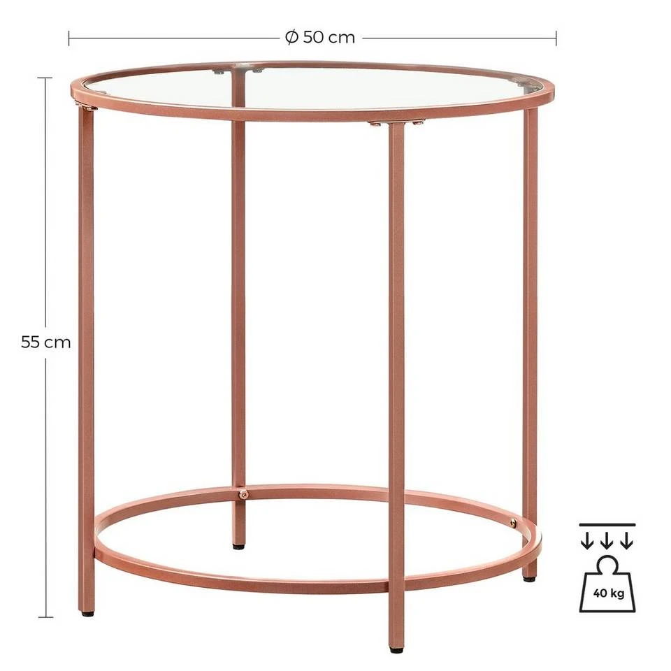 VASAGLE Beistelltisch »LGT20G/020B01«, Beistelltisch rund, kleiner Couchtisch, Glastisch mit Metallgestell, Nachttisch, Sofatisch Gold, Roségold, Schwarz 26 VASAGLE Beistelltisch »LGT20G/020B01«, Beistelltisch rund, kleiner Couchtisch, Glastisch mit Metallgestell, Nachttisch, Sofatisch Gold, Roségold, Schwarz – Bild 24