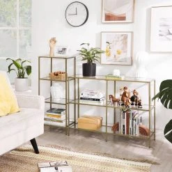 VASAGLE Standregal »LGT28G LGT028B61«, Badezimmerregal, Küchenregal, Flurregal, stabil, einfacher Aufbau, Wohnzimmer, Schlafzimmer Goldfarben, Schwarz -Vasagle Auslauf Geschäft 37ef206b eb4a 4219 a02b bfaa4c78e4af