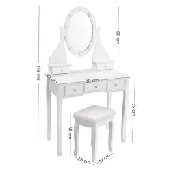 VASAGLE Schminktisch »RDT09WL«, Frisiertisch, Kosmetiktisch mit Beleuchtung, mit Spiegel und Hocker, 5 Schubladen -Vasagle Auslauf Geschäft 3a9ee4f7 a0d5 4167 bcfd 840a21ae60d2