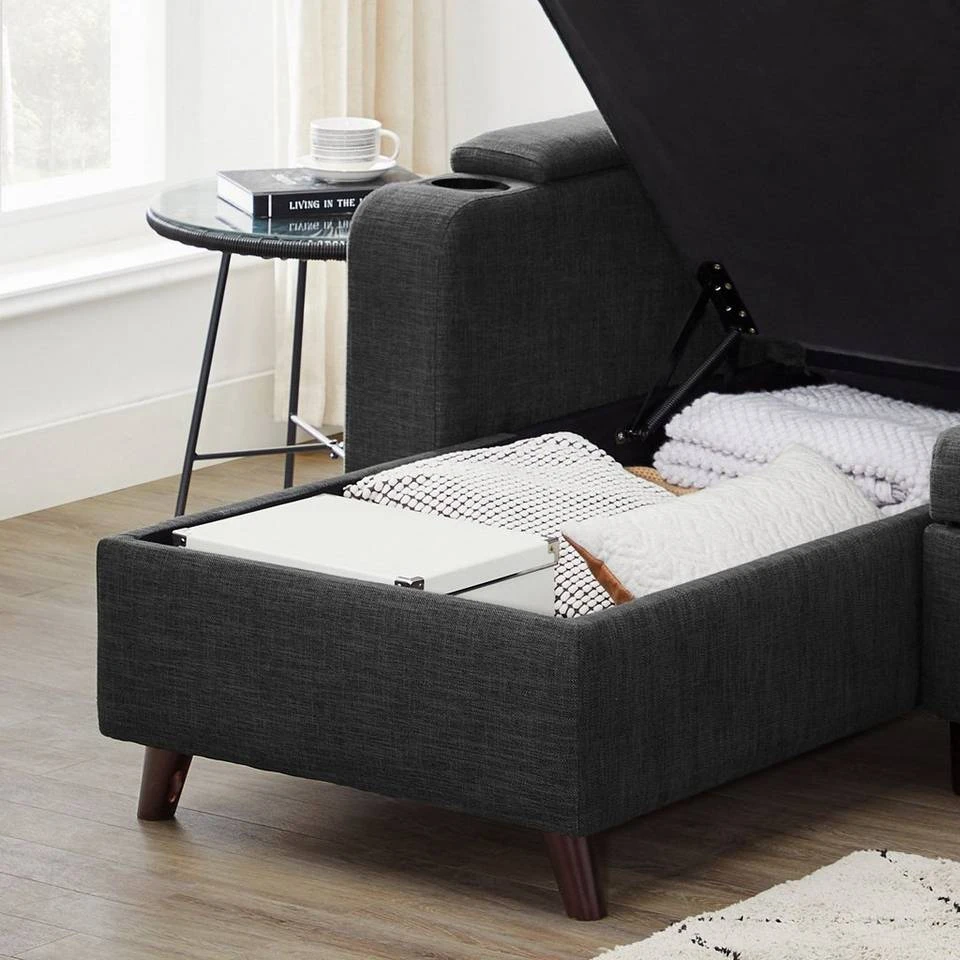 VASAGLE Schlafsofa »LCS801«, Bettsofa mit Stauraum, Ecksofa, mit Becherhalter, einfache Montage, 223 x 142 x 88 cm (L x B x H), modern Dunkelgrau, Hellgrau 14 VASAGLE Schlafsofa »LCS801«, Bettsofa mit Stauraum, Ecksofa, mit Becherhalter, einfache Montage, 223 x 142 x 88 cm (L x B x H), modern Dunkelgrau, Hellgrau – Bild 13