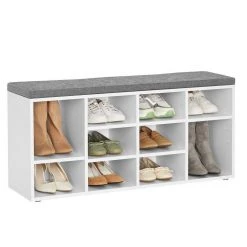 VASAGLE Schuhbank »LHS10«, Schuhregal, Sitzbank, 10 Fächer, mit Polsterung, multifunktional, 104 x 30 x 48 cm Natur, Vintage, Wei&szlig; -Vasagle Auslauf Geschäft 3bfb6236 a169 4790 b005 8d9604abdc4e