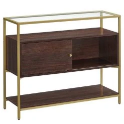 VASAGLE Konsolentisch »LSC016B24«, Beistelltisch, Flurtisch, mit Schiebetür, Schokoladenbraun-Mattgold -Vasagle Auslauf Geschäft 3f39438a 5c61 4f37 bfea e749d2b6974d