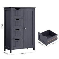 VASAGLE Badkommode »LHC41«, Badschrank, Beistellschrank, Kommode, 55 x 30 x 81 cm Grau, Wei&szlig; -Vasagle Auslauf Geschäft 3f6338da eafd 4745 a9fc c1c08f81c54b