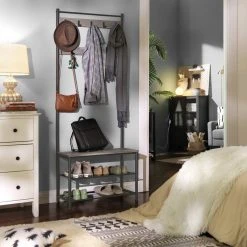 VASAGLE Garderobenständer »HSR41«, Kleiderständer mit Schuhablagen, vintage Grau, Walnussbraun 38 VASAGLE Garderobenständer »HSR41«, Kleiderständer mit Schuhablagen, vintage Grau, Walnussbraun -Vasagle Auslauf Geschäft 41899988 d5ad 4f73 86d2 8fd9ca29ecb8