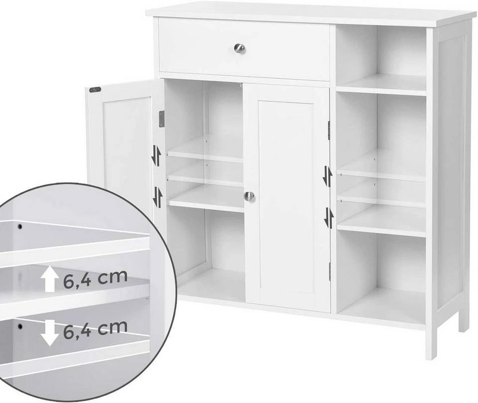 VASAGLE Kommode »BBC142W01«, Sideboard Badezimmerschrank, Badschrank, weiß 7 VASAGLE Kommode »BBC142W01«, Sideboard Badezimmerschrank, Badschrank, weiß – Bild 5