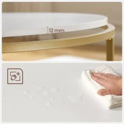 VASAGLE Couchtisch »LCT091A10«, Beistelltisch, Sofatisch, rund, mit goldfarbenem Stahlrahmen, modern, Ø 84 cm, weiß-goldfarben 16 VASAGLE Couchtisch »LCT091A10«, Beistelltisch, Sofatisch, rund, mit goldfarbenem Stahlrahmen, modern, Ø 84 cm, weiß-goldfarben -Vasagle Auslauf Geschäft 42738789 5191 467f 874a 064fe585fc72