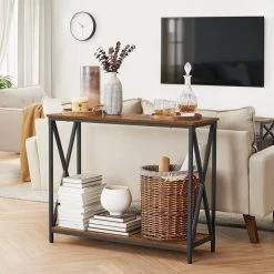 VASAGLE Konsolentisch »LNT088B01 LNT100B01«, Beistelltisch, Flurtisch, Sofatisch, 100 x 35 x 80 cm, für Wohnzimmer, Flur, vintagebraun-schwarz -Vasagle Auslauf Geschäft 44deb1fe d5c6 406d 9b4e 233fb3858fb2