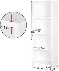 VASAGLE Bücherregal »LBC104W«, Standregal, Bücherschrank, weiß -Vasagle Auslauf Geschäft 4744b7c0 4898 4e98 8619 4b11f46d9acc