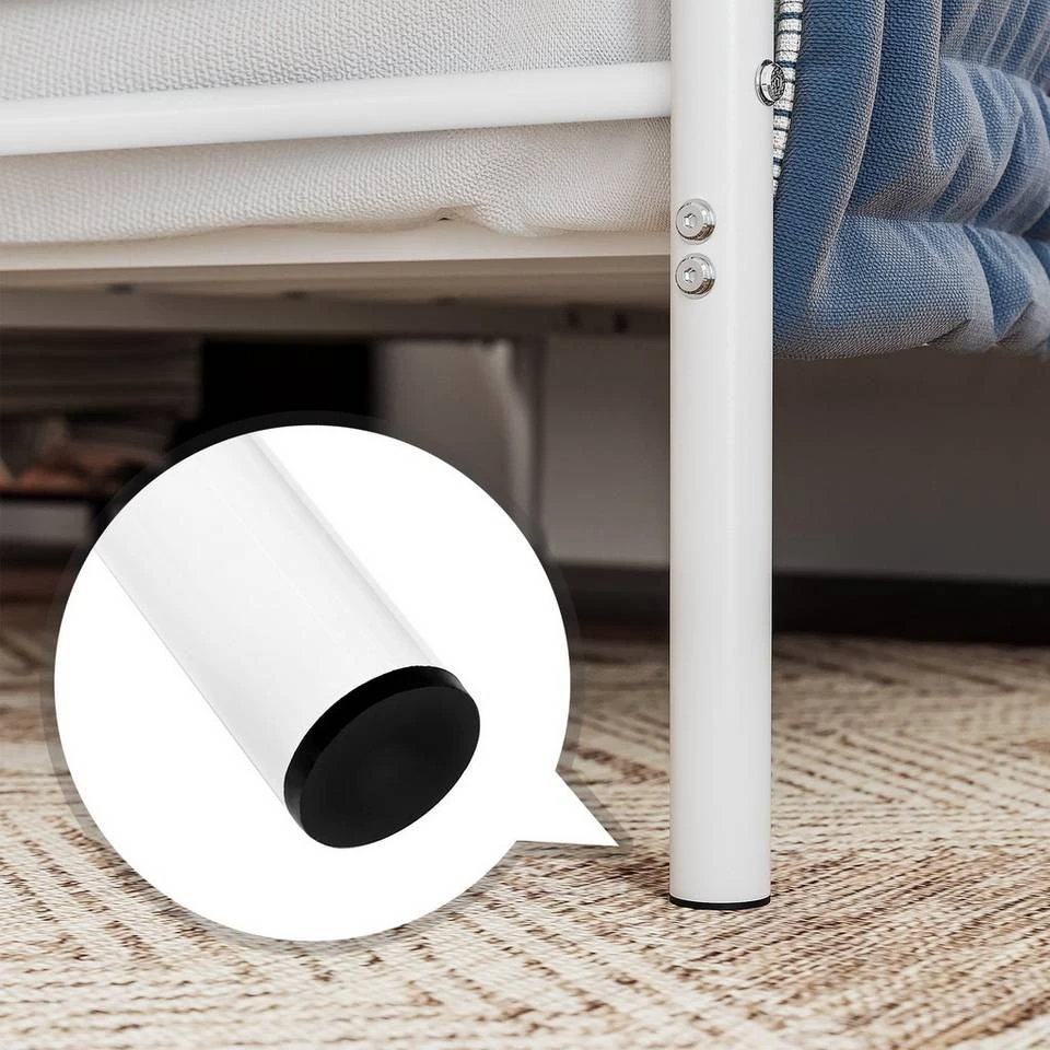 VASAGLE Metallbett »RMB061 RMB063«, Einzelbett, Doppelbett, mit Lattenrost und Bettgestell, für kleine Räume, Gästebett Schwarz, Weiß 5 VASAGLE Metallbett »RMB061 RMB063«, Einzelbett, Doppelbett, mit Lattenrost und Bettgestell, für kleine Räume, Gästebett Schwarz, Weiß – Bild 5