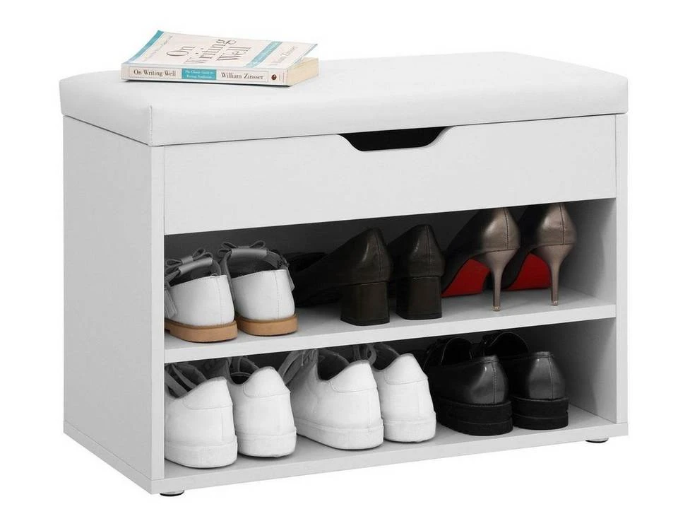 VASAGLE Schuhbank »LHS20WT«, Schuhregal mit Klappdeckel und gepolstertem Sitzbank, mit 2 Fächern, 60 x 30 x 44 cm 3 VASAGLE Schuhbank »LHS20WT«, Schuhregal mit Klappdeckel und gepolstertem Sitzbank, mit 2 Fächern, 60 x 30 x 44 cm