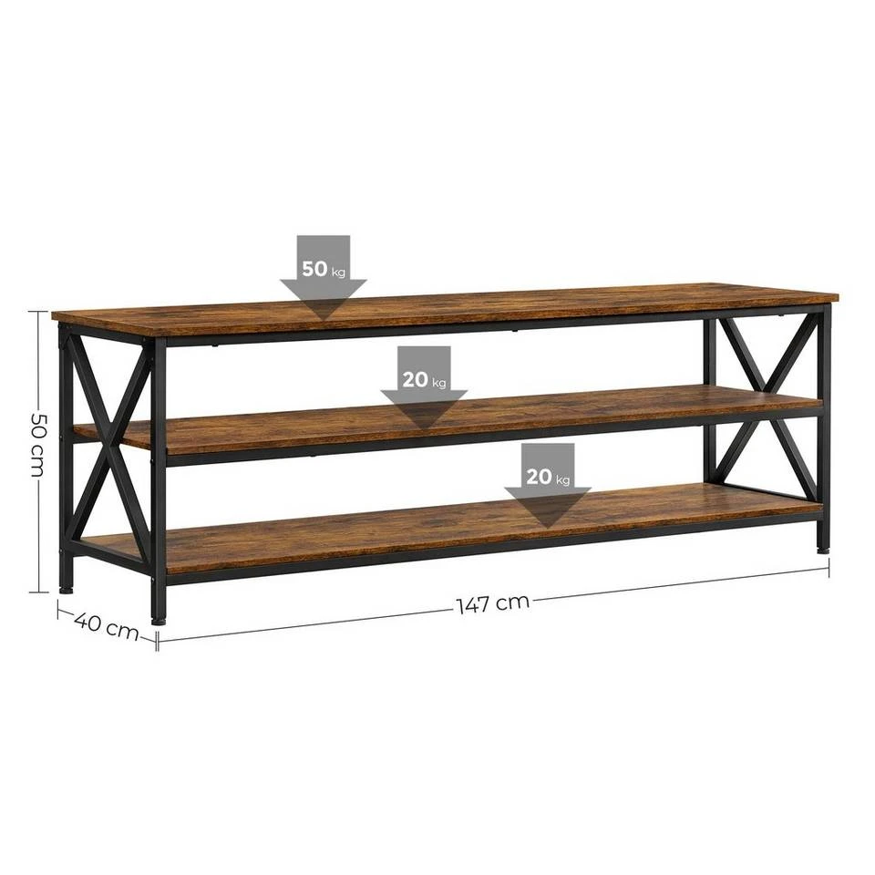 VASAGLE Lowboard »LTV100B01«, TV-Regal, TV-Schrank für Fernseher bis zu 65 Zoll, X-förmige Streben, Schuhregalev 10 VASAGLE Lowboard »LTV100B01«, TV-Regal, TV-Schrank für Fernseher bis zu 65 Zoll, X-förmige Streben, Schuhregalev – Bild 8