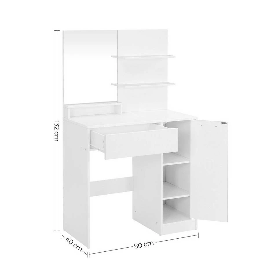VASAGLE Schminktisch »RDT119W01«, Frisiertisch, Schminkkommode mit Spiegel, Aufbewahrungsfach, 1 Schublade, weiß 10 VASAGLE Schminktisch »RDT119W01«, Frisiertisch, Schminkkommode mit Spiegel, Aufbewahrungsfach, 1 Schublade, weiß – Bild 8