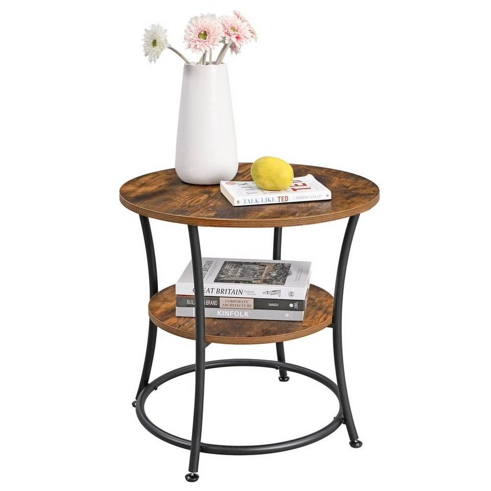 VASAGLE Beistelltisch »LET56BX«, Beistelltisch rund, Sofatisch, 2 Ablagen, vintage Greige 9 VASAGLE Beistelltisch »LET56BX«, Beistelltisch rund, Sofatisch, 2 Ablagen, vintage Greige – Bild 7