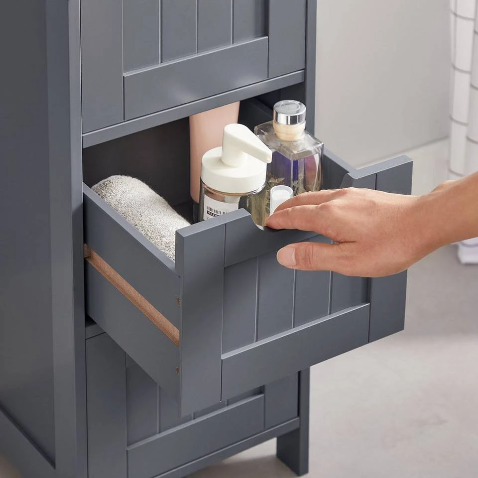 VASAGLE Badkommode »LHC40W LHC040G01«, Badezimmerschrank, Badschrank, weiß Grau, Weiß 18 VASAGLE Badkommode »LHC40W LHC040G01«, Badezimmerschrank, Badschrank, weiß Grau, Weiß – Bild 16