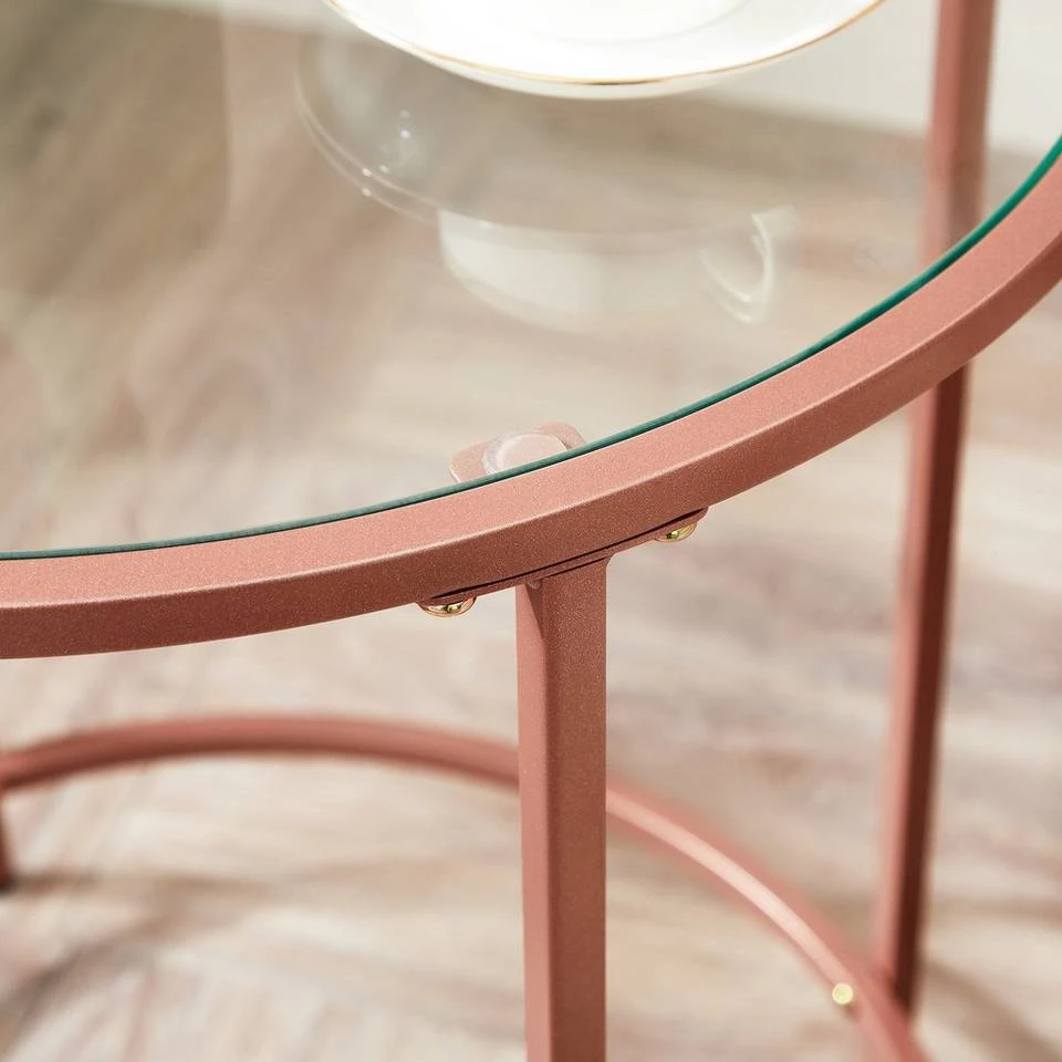 VASAGLE Beistelltisch »LGT20G/020B01«, Beistelltisch rund, kleiner Couchtisch, Glastisch mit Metallgestell, Nachttisch, Sofatisch Gold, Roségold, Schwarz 24 VASAGLE Beistelltisch »LGT20G/020B01«, Beistelltisch rund, kleiner Couchtisch, Glastisch mit Metallgestell, Nachttisch, Sofatisch Gold, Roségold, Schwarz – Bild 22