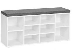 VASAGLE Schuhbank »LHS10«, Schuhregal, Sitzbank, 10 Fächer, mit Polsterung, multifunktional, 104 x 30 x 48 cm Natur, Vintage, Wei&szlig; -Vasagle Auslauf Geschäft 4eea7d42 0855 4fb4 a406 5f0958f66254