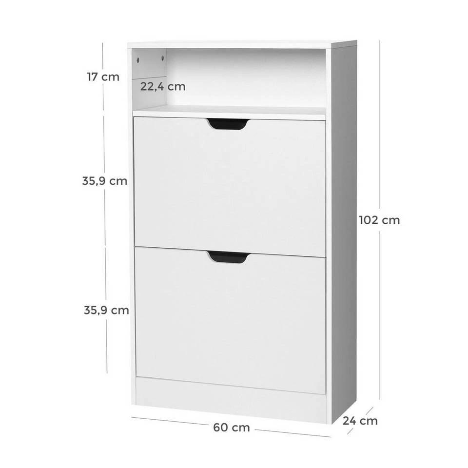 VASAGLE Schuhschrank »LBC040X01 LBC040W01« Schuhregal mit 2 Klappen und mit Zusatzfach, Schuhaufbewahrung, 60 x 24 x 102 cm Vintage, Weiß 17 VASAGLE Schuhschrank »LBC040X01 LBC040W01« Schuhregal mit 2 Klappen und mit Zusatzfach, Schuhaufbewahrung, 60 x 24 x 102 cm Vintage, Weiß – Bild 15