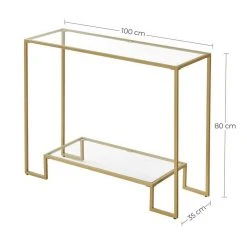 VASAGLE Konsolentisch »LGT023A01«, Beistelltisch, Stahlgestell, 100 x 35 x 80 cm, Wohnzimmer, goldfarben -Vasagle Auslauf Geschäft 507ea0ee 94b4 48da 9d20 eecb926e6142
