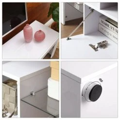 VASAGLE Lowboard »LTV14WT«, TV-Schrank, Fernsehschrank, TV-Regal, mit LED-Beleuchtung, für Fernseher bis 60 Zoll, 140 x 35 x 45 cm -Vasagle Auslauf Geschäft 50ca064e ec5a 40ac a1b2 3996ded7046e