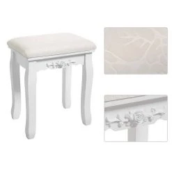 VASAGLE Schminktisch »RDT28K RDT28WT«, Frisiertisch, Kosmetiktisch mit Klappspiegel und 5 Schubladen, mit Hocker Natur, Wei&szlig; -Vasagle Auslauf Geschäft 54785d8d ca6b 4959 97ef 67a9d80eebaf