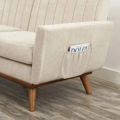 VASAGLE 3-Sitzer »LCS030«, Couch für Wohnzimmer, Beine aus Massivholz, Mid-Century Stil, 191 x 80,5 x 86 cm Beige, Grau -Vasagle Auslauf Geschäft 54c8dec6 67b5 405b bbde 2dffc66c7e12