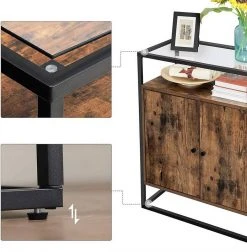 VASAGLE Sideboard »LSC013B01«, Küchenschrank, Konsolentisch mit Glasoberfläche, Stahlgestell, Industrie-Design, vintage -Vasagle Auslauf Geschäft 55f537d9 c2b8 4e2a a334 9e9f616e0f66