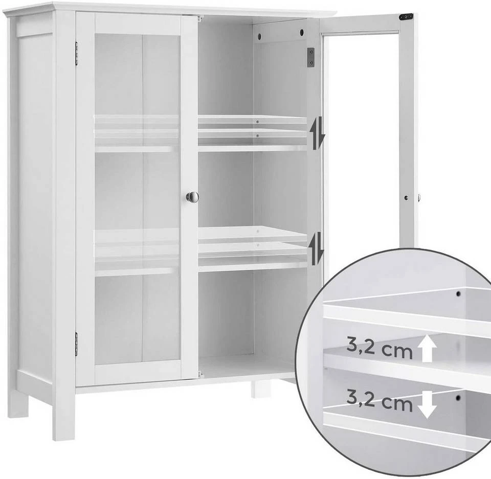 VASAGLE Vitrine »BBC80WT« Küchenschrank, Glasschrank, weiß 7 VASAGLE Vitrine »BBC80WT« Küchenschrank, Glasschrank, weiß – Bild 5