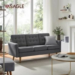 VASAGLE 3-Sitzer »LCS101«, Couch fürs Wohnzimmer, Polyester, 177 x 72 x 86 cm (L x B x H) Beige, Grau -Vasagle Auslauf Geschäft 5a387ac7 a0a8 4756 ac53 825c536fa3b9