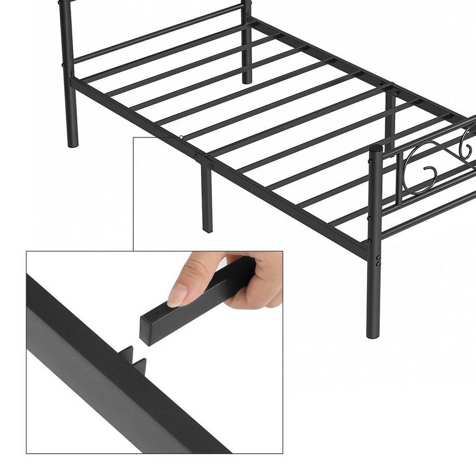 VASAGLE Metallbett »RMB061 RMB063«, Einzelbett, Doppelbett, mit Lattenrost und Bettgestell, für kleine Räume, Gästebett Schwarz, Weiß 17 VASAGLE Metallbett »RMB061 RMB063«, Einzelbett, Doppelbett, mit Lattenrost und Bettgestell, für kleine Räume, Gästebett Schwarz, Weiß – Bild 17