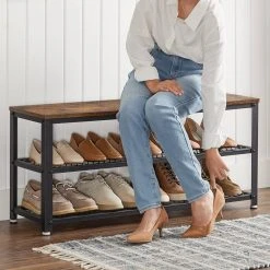 VASAGLE Schuhbank »LBS73 LBS74 LBS078«, Schuhregal mit Sitzfläche, Schuhablage, Flur, verschiedene Größen, vintage Grau -Vasagle Auslauf Geschäft 5c986a8d 3aaa 488a b029 01304740bf25