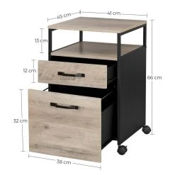 VASAGLE Aktenschrank »OFC71X OFC071B02« Rollcontainer mit 2 Schubladen, vintage Greige-schwarz -Vasagle Auslauf Geschäft 5e15dd8f 4160 4c96 9c4a e2b18c8d98cd