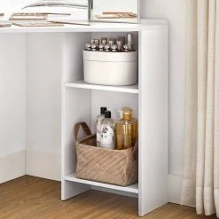 VASAGLE Schminktisch »RDT121T10«, Eckschminktisch, Frisiertisch,3-teiliger Klap pspiegel, 2 Schubladen, 3 offene Fächer -Vasagle Auslauf Geschäft 5ec13089 7a1b 41b8 8b35 d25290e607b7