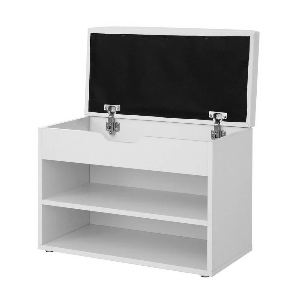 VASAGLE Schuhbank »LHS20WT«, Schuhregal mit Klappdeckel und gepolstertem Sitzbank, mit 2 Fächern, 60 x 30 x 44 cm 4 VASAGLE Schuhbank »LHS20WT«, Schuhregal mit Klappdeckel und gepolstertem Sitzbank, mit 2 Fächern, 60 x 30 x 44 cm – Bild 2