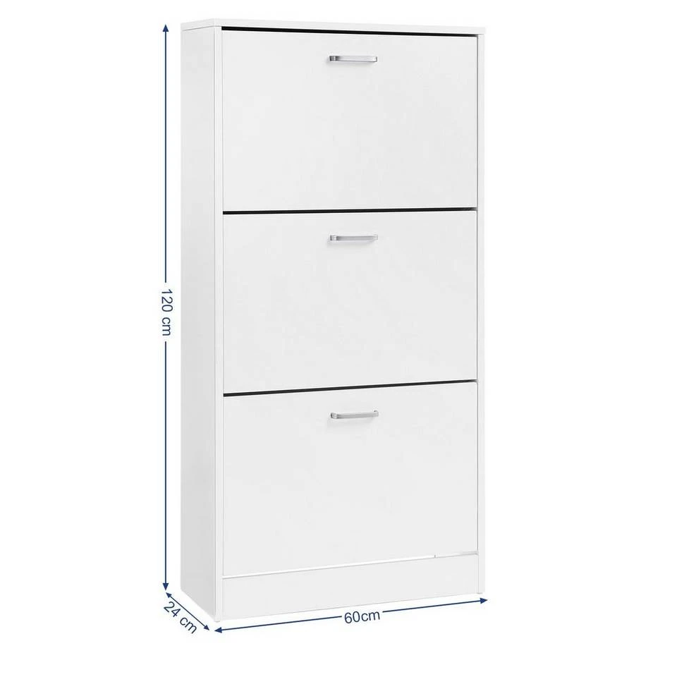 VASAGLE Schuhschrank »LBC03« Schuhregal mit 3 Klappen und Ebenen, perfekt für schmale Flure, 60 x 24 x 120 cm (L x B x H) Eichenfarben, Vintage, Weiß 14 VASAGLE Schuhschrank »LBC03« Schuhregal mit 3 Klappen und Ebenen, perfekt für schmale Flure, 60 x 24 x 120 cm (L x B x H) Eichenfarben, Vintage, Weiß – Bild 12