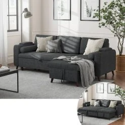 VASAGLE Schlafsofa »LCS801«, Bettsofa mit Stauraum, Ecksofa, mit Becherhalter, einfache Montage, 223 x 142 x 88 cm (L x B x H), modern Dunkelgrau, Hellgrau 31 VASAGLE Schlafsofa »LCS801«, Bettsofa mit Stauraum, Ecksofa, mit Becherhalter, einfache Montage, 223 x 142 x 88 cm (L x B x H), modern Dunkelgrau, Hellgrau -Vasagle Auslauf Geschäft 622d862a 0695 4e0c adf2 501123f7a810