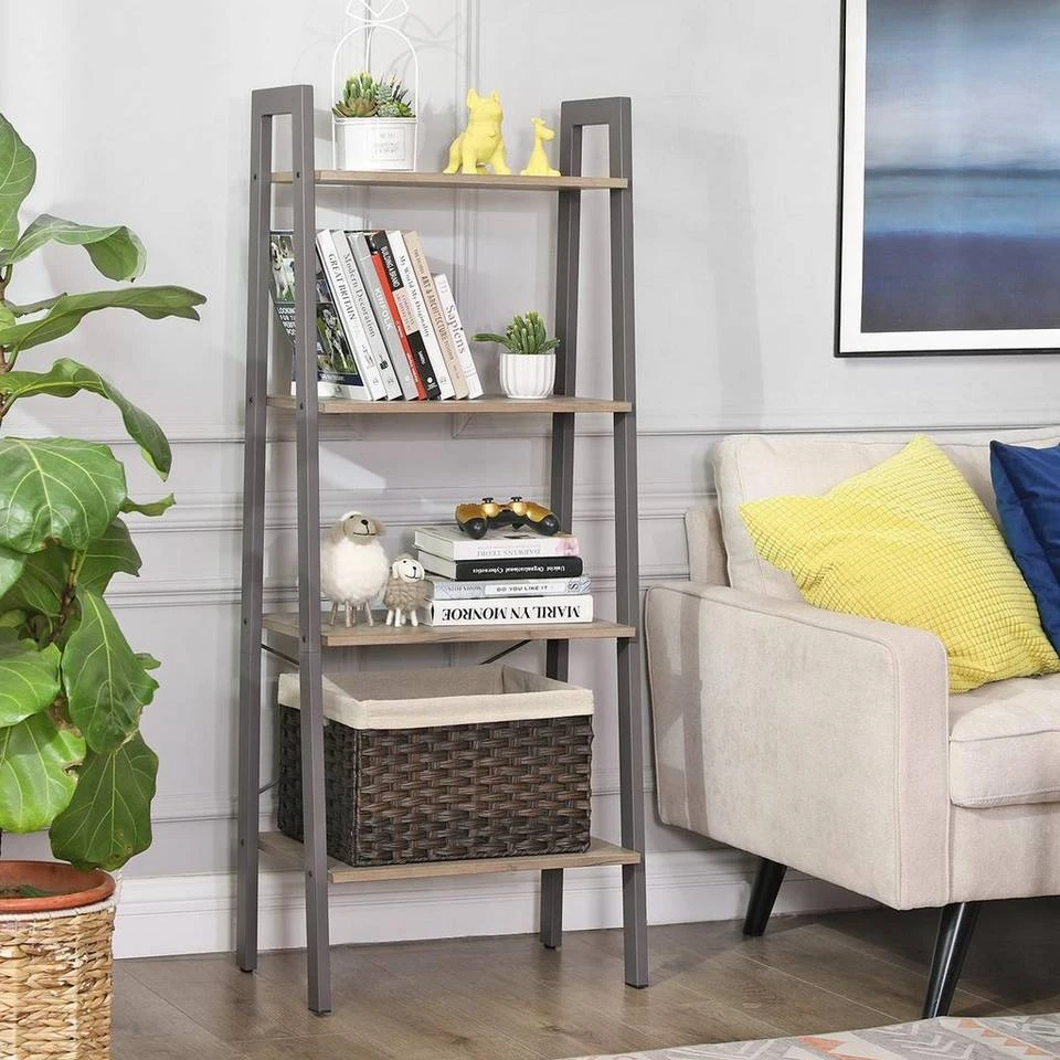 VASAGLE Standregal »LLS44MG LLS44X LLS45X«, Bücherregal, Leiterregal mit 4 Ebenen, vintage Grau 11 VASAGLE Standregal »LLS44MG LLS44X LLS45X«, Bücherregal, Leiterregal mit 4 Ebenen, vintage Grau – Bild 10