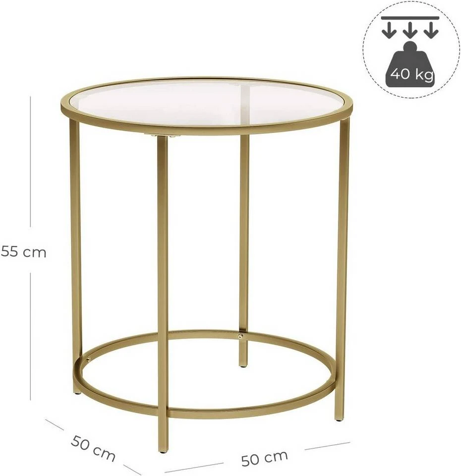 VASAGLE Beistelltisch »LGT20G/020B01«, Beistelltisch rund, kleiner Couchtisch, Glastisch mit Metallgestell, Nachttisch, Sofatisch Gold, Roségold, Schwarz 6 VASAGLE Beistelltisch »LGT20G/020B01«, Beistelltisch rund, kleiner Couchtisch, Glastisch mit Metallgestell, Nachttisch, Sofatisch Gold, Roségold, Schwarz – Bild 4