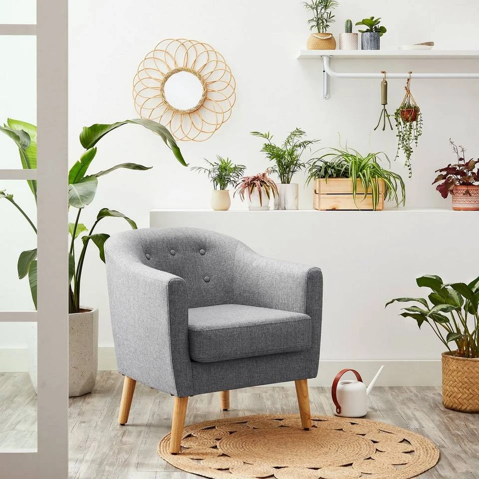 VASAGLE Relaxliege »LAC005G01 LAC005M01«, Loungesessel, mit Sitzkissen, Beine aus Massivholz, modern, für Wohnzimmer, Büro Beige, Grau 3 VASAGLE Relaxliege »LAC005G01 LAC005M01«, Loungesessel, mit Sitzkissen, Beine aus Massivholz, modern, für Wohnzimmer, Büro Beige, Grau – Bild 2