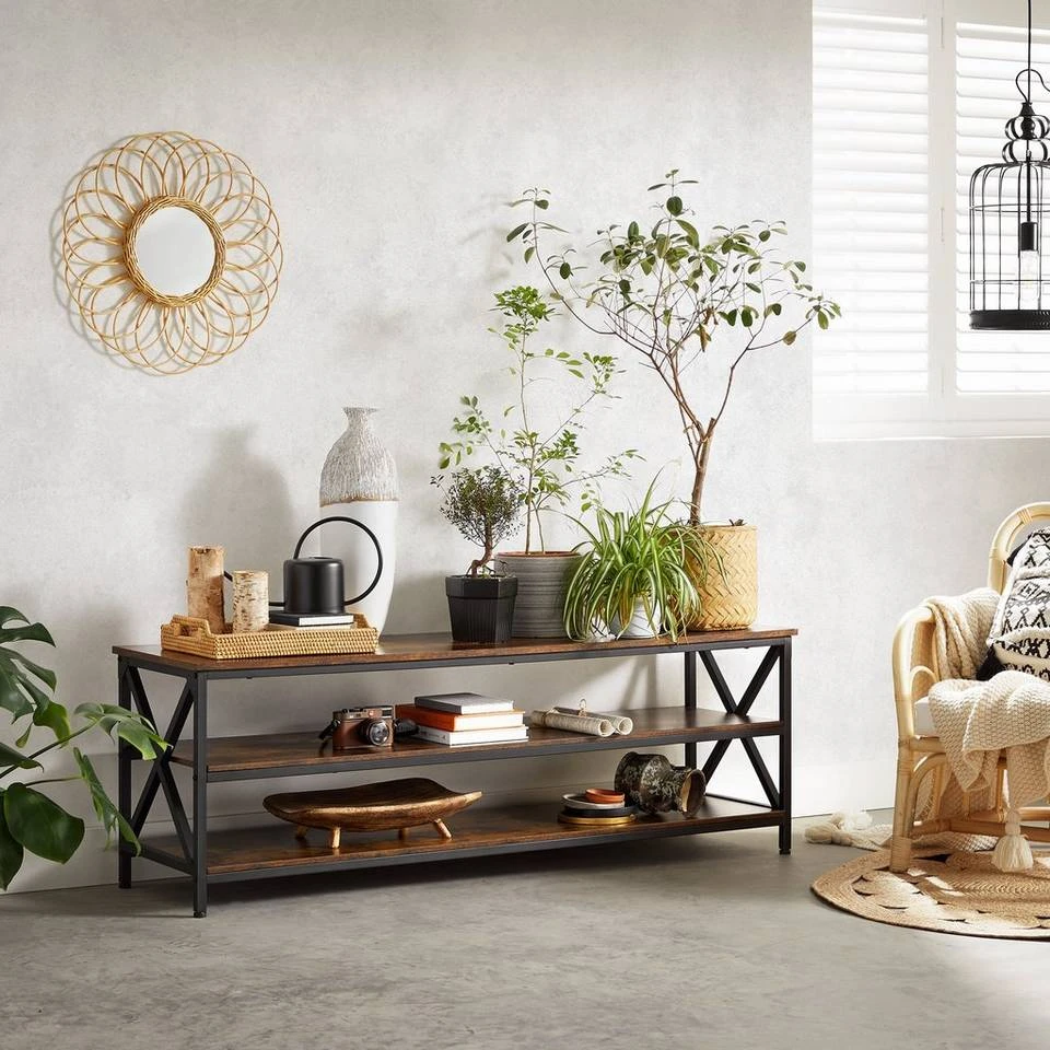 VASAGLE Lowboard »LTV100B01«, TV-Regal, TV-Schrank für Fernseher bis zu 65 Zoll, X-förmige Streben, Schuhregalev 6 VASAGLE Lowboard »LTV100B01«, TV-Regal, TV-Schrank für Fernseher bis zu 65 Zoll, X-förmige Streben, Schuhregalev – Bild 4