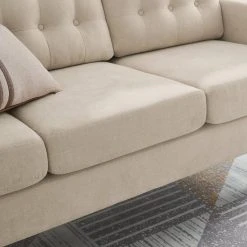 VASAGLE 3-Sitzer »LCS101«, Couch fürs Wohnzimmer, Polyester, 177 x 72 x 86 cm (L x B x H) Beige, Grau -Vasagle Auslauf Geschäft 6783ea95 506b 4181 927a 7ae22e19382a