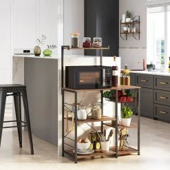 VASAGLE Standregal »KKS035/35«, Küchenregal mit Metallkorb, 6 S-Haken und Regalablagen, 90 x 40 x 132 cm, Industrie-Design Haselnussbraun-schwarz, Greige-schwarz, Vintage 31 VASAGLE Standregal »KKS035/35«, Küchenregal mit Metallkorb, 6 S-Haken und Regalablagen, 90 x 40 x 132 cm, Industrie-Design Haselnussbraun-schwarz, Greige-schwarz, Vintage -Vasagle Auslauf Geschäft 682ed9a1 bab2 4059 8a01 103adda93d29