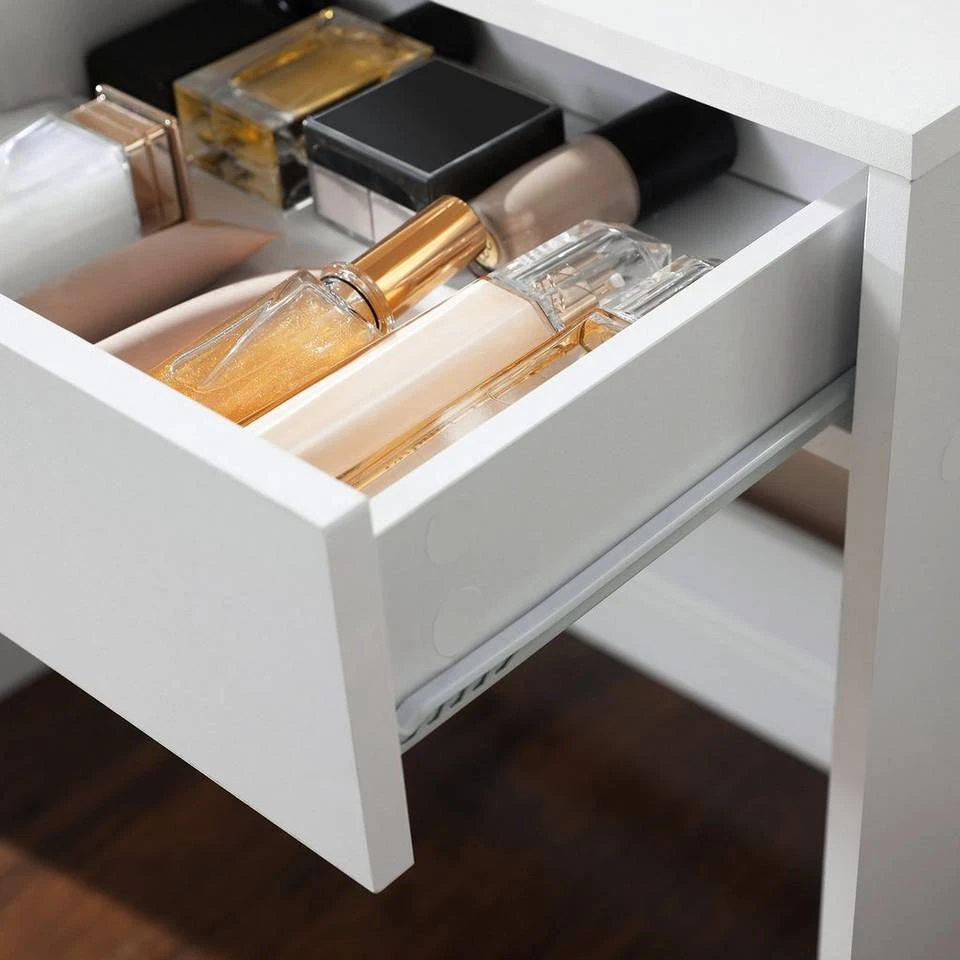 VASAGLE Schminktisch »RDT114W01«, Frisiertisch,Kosmetiktisch mit Spiegel und Glühbirnen, mit 2 Schubladen,weiß 9 VASAGLE Schminktisch »RDT114W01«, Frisiertisch,Kosmetiktisch mit Spiegel und Glühbirnen, mit 2 Schubladen,weiß – Bild 7