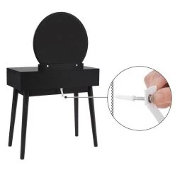 VASAGLE Schminktisch »RDT11BK RDT11K«, Frisiertisch, mit rundem Spiegel und gepolstertem Hocker, 2 große Schubladen Schwarz | schwarz, Weiß | natur 32 VASAGLE Schminktisch »RDT11BK RDT11K«, Frisiertisch, mit rundem Spiegel und gepolstertem Hocker, 2 große Schubladen Schwarz | schwarz, Weiß | natur -Vasagle Auslauf Geschäft 6bdfe537 84f4 41cd 94a3 8f97cb8aa83c