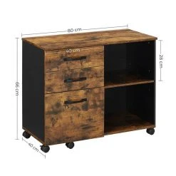 VASAGLE Aktenschrank »OFC041B01« Rollcontainer, frei beweglich, mit Rollen und 3 Schubladen, Druckerständer, vintage -Vasagle Auslauf Geschäft 6be69592 2c92 46c6 a1bd c298e657ae41