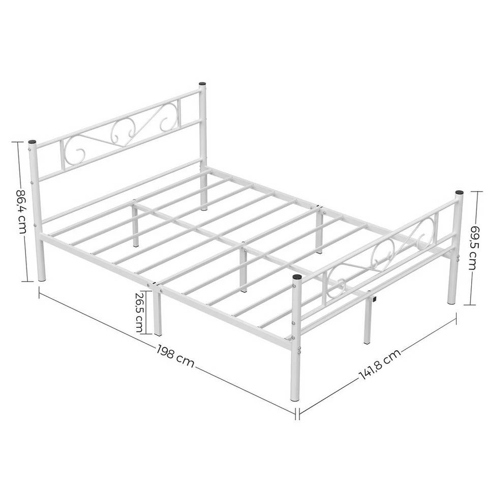 VASAGLE Metallbett »RMB061 RMB063«, Einzelbett, Doppelbett, mit Lattenrost und Bettgestell, für kleine Räume, Gästebett Schwarz, Weiß 28 VASAGLE Metallbett »RMB061 RMB063«, Einzelbett, Doppelbett, mit Lattenrost und Bettgestell, für kleine Räume, Gästebett Schwarz, Weiß – Bild 28