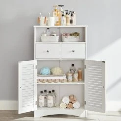 VASAGLE Badkommode »BBC145W01«, Kommode mit 2 Türen, 2 Schubladen, Hoch 108 cm, verstellbare Regalebene, skandinavischer Stil, weiß -Vasagle Auslauf Geschäft 707412ee 9b69 415d 8146 cc48b275c7bf