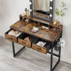 VASAGLE Schminktisch »RVT014A10 RVT014B01«, Frisiertisch, Kosmetiktisch mit Hocker, 10 LED-Glühbirnen, einstellbare Helligkeit Vintagebraun-Schwarz, Weiß-gold 24 VASAGLE Schminktisch »RVT014A10 RVT014B01«, Frisiertisch, Kosmetiktisch mit Hocker, 10 LED-Glühbirnen, einstellbare Helligkeit Vintagebraun-Schwarz, Weiß-gold -Vasagle Auslauf Geschäft 71fb78b9 323d 4112 ab84 8cf64573be03