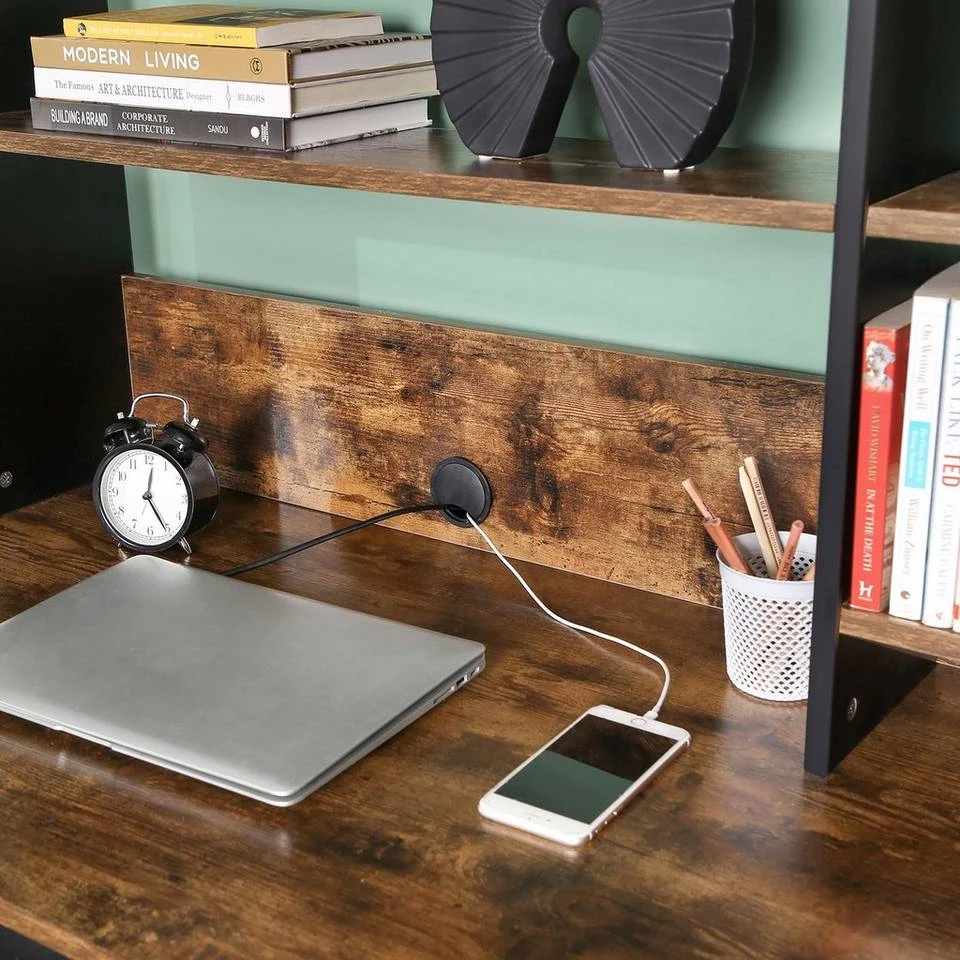 VASAGLE Computertisch »LWD65X«, Schreibtisch mit Regalaufsatz, mit Schrank und Schublade, vintagebraun-schwarz 9 VASAGLE Computertisch »LWD65X«, Schreibtisch mit Regalaufsatz, mit Schrank und Schublade, vintagebraun-schwarz – Bild 7