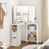 VASAGLE Schminktisch »RDT121T10«, Eckschminktisch, Frisiertisch,3-teiliger Klap pspiegel, 2 Schubladen, 3 offene Fächer -Vasagle Auslauf Geschäft 770167ff e42c 4e3b be58 93b8e26339d4