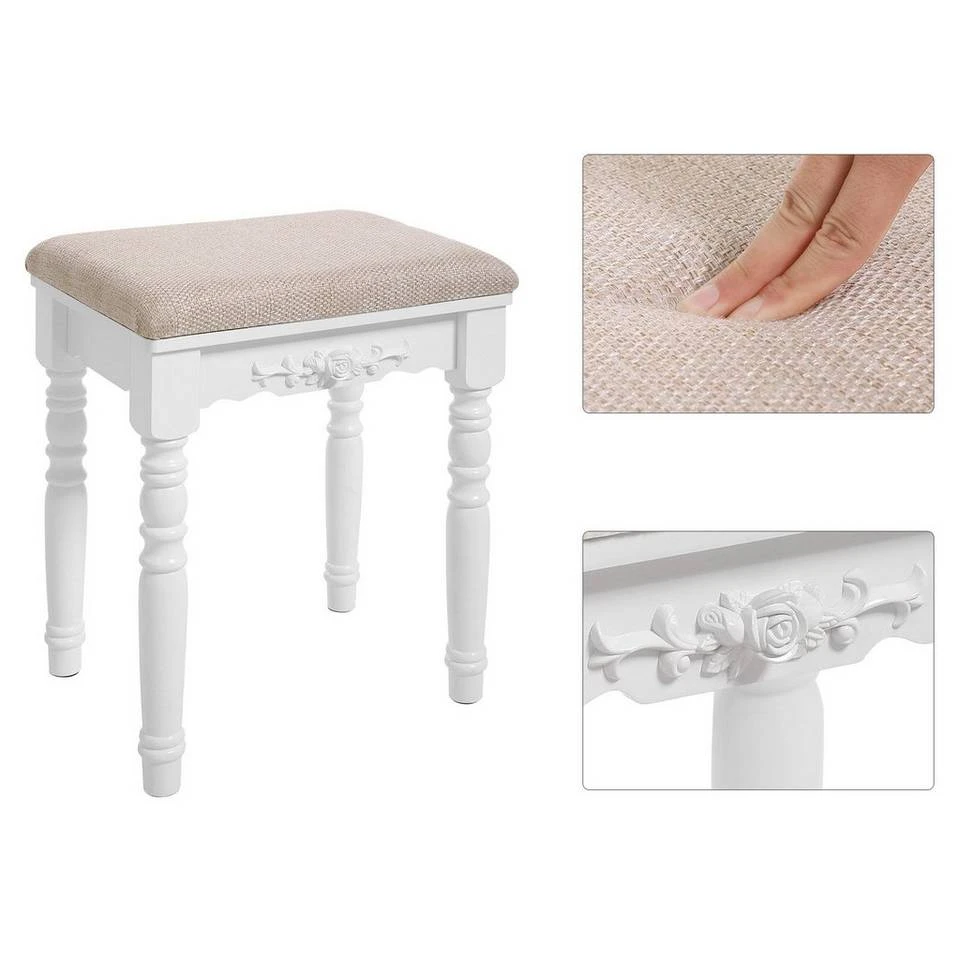 VASAGLE Schminktisch »RDT60WT RDT60BK«, Frisiertisch, Kosmetiktisch mit 3-teiliger Klappspiegel,mit Hocker Schwarz, Weiß 7 VASAGLE Schminktisch »RDT60WT RDT60BK«, Frisiertisch, Kosmetiktisch mit 3-teiliger Klappspiegel,mit Hocker Schwarz, Weiß – Bild 5